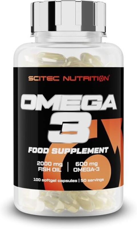 Scitec Nutrition Omega-3  -100 Softgels - 2000mg Fish Oil - 600mg Omega-3